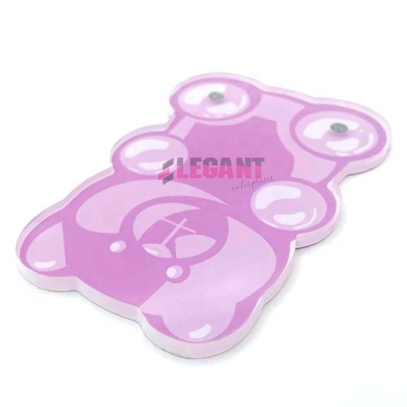 Teddy Bear Eyelash Accessories Custom Print Acrylic Lash Tile Lash Extension Holder Sustainable Tray Customized