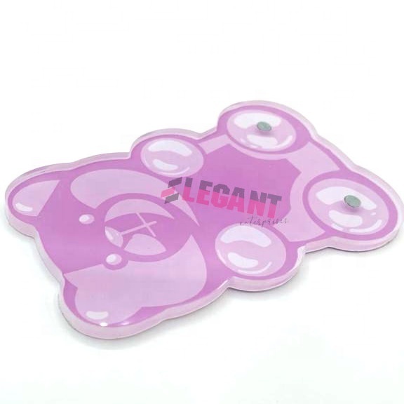 Teddy Bear Eyelash Accessories Custom Print Acrylic Lash Tile Lash Extension Holder Sustainable Tray Customized