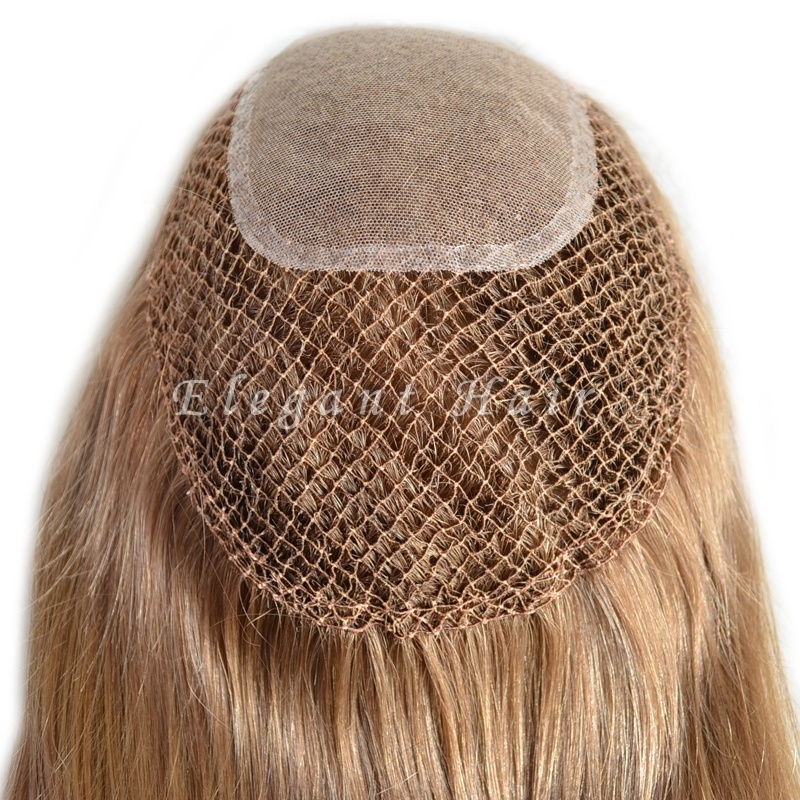 Dropshipping 2022 European Human Hair Blonde Fishnet Integration Net Hair Piece Topper For Women