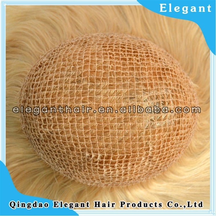 Dropshipping 2022 European Human Hair Blonde Fishnet Integration Net Hair Piece Topper For Women