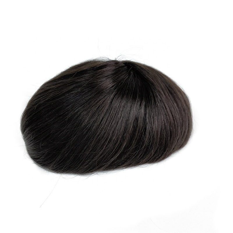 0.08-0.10 Stock 100% Human Hair Men's Indian Hair System Hairpiece Replacement Men Thin Skin PU Toupee