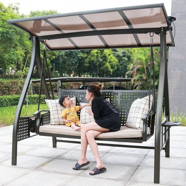 Outdoor swing rocker courtyard double swing chair Outdoor villa terrace solar cast aluminum swing chair