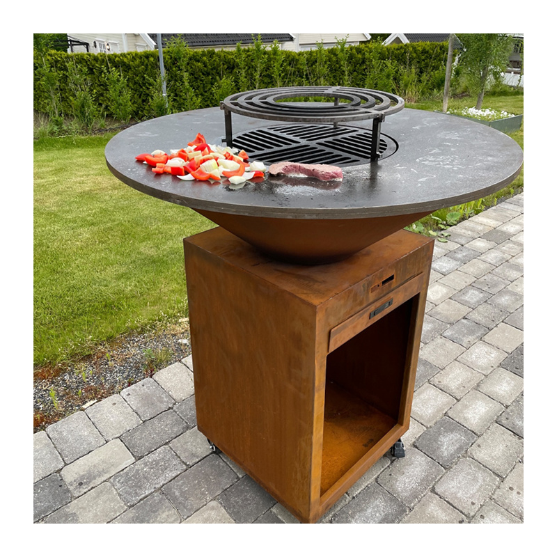 Garden corten steel  bbq grill Camping outdoor bbq grills metal fire pit table