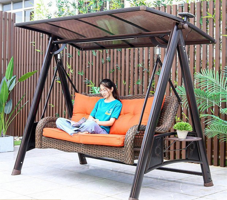 Outdoor swing rocker courtyard double swing chair Outdoor villa terrace solar cast aluminum swing chair