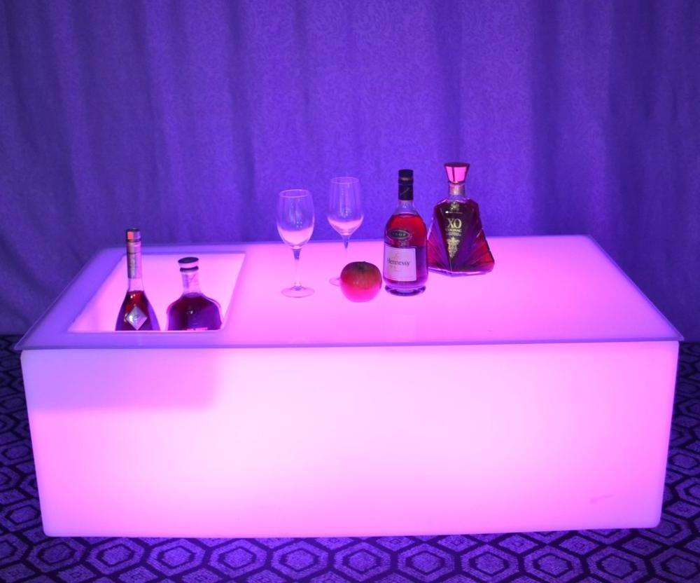 night club plastic led coffee table with ice bucket