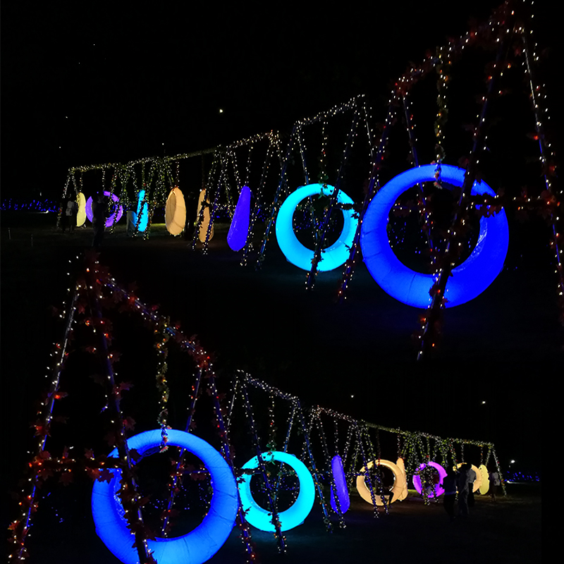 LED Swing Glowing Round Colorful Hanging 16 RGBW  Color Changing Remote Control Outdoor LED patio swing