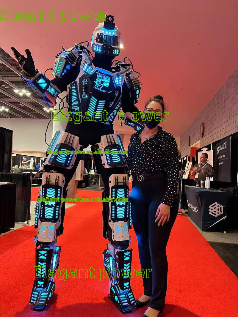 Free Shipping Huge Stilts Walker Robot Led Costume with Rechargeable Battery Luminous