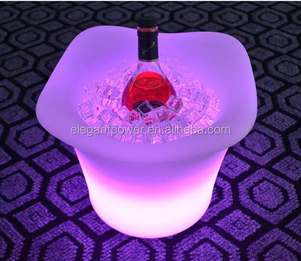 CE&ROHS PE plastic color changing led ice bucket with remote/led illuminated ice bucket/ led lighted ice bucket