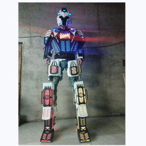 2024 new coming!  led robot costume pole dance wear rave clothing strips led lights Stilts and clowns play costumes