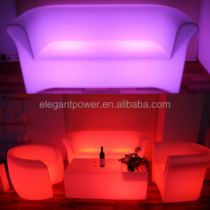 Promotional bar illuminated wholesale set outdoor club  lounge sectional plastic light up nightclub furniture glow led sofa