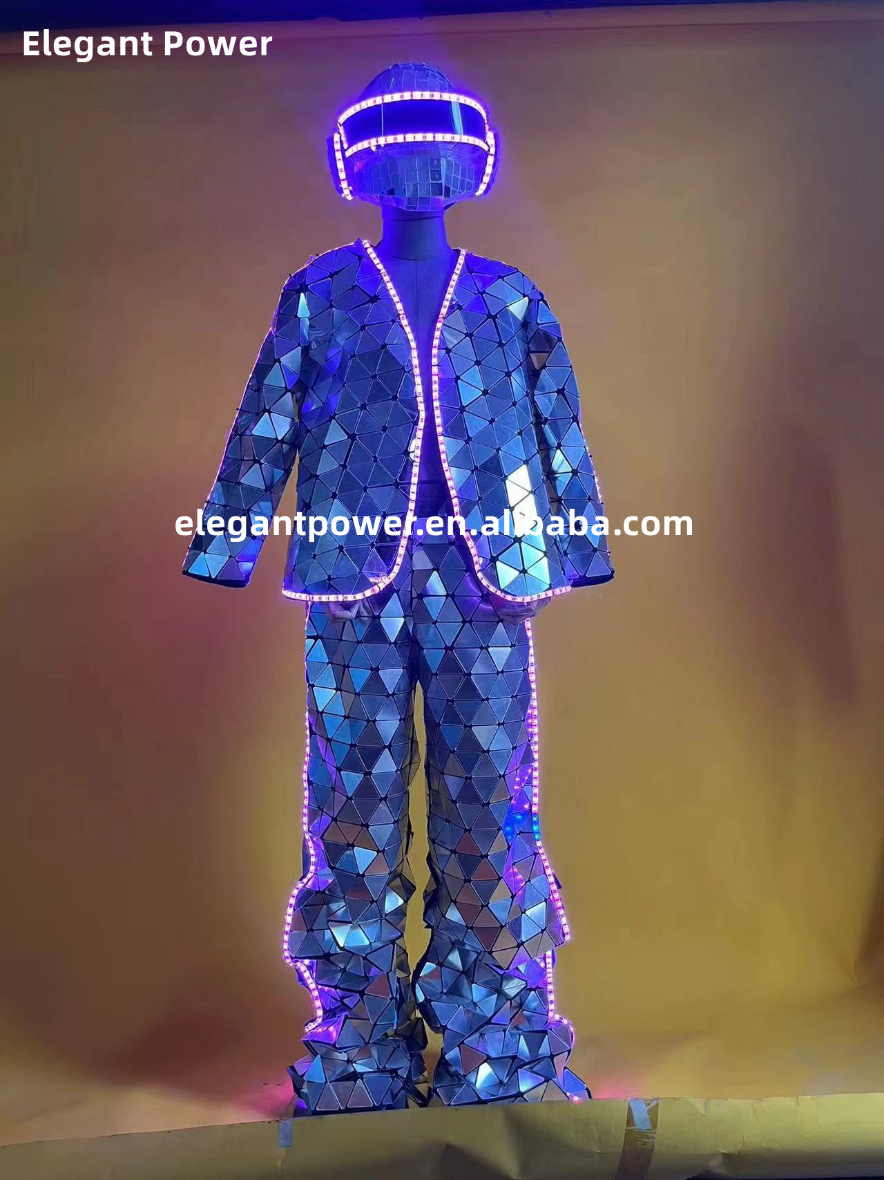 Silver Mirror Man Costumes/real Led Robot Stilt Walker Costume/costumes Adults Women Cosplay