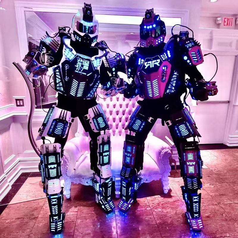 Free Shipping Huge Stilts Walker Robot Led Costume with Rechargeable Battery Luminous