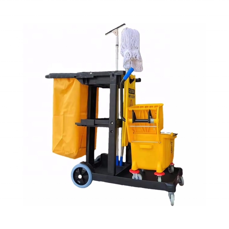 Multipurpose Plastic Hospital Cleaning Housekeeping Cart Janitor Cleaning Trolley