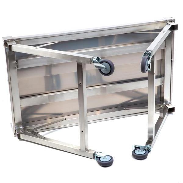 stainless steel folding work table with 4  wheels cutting board