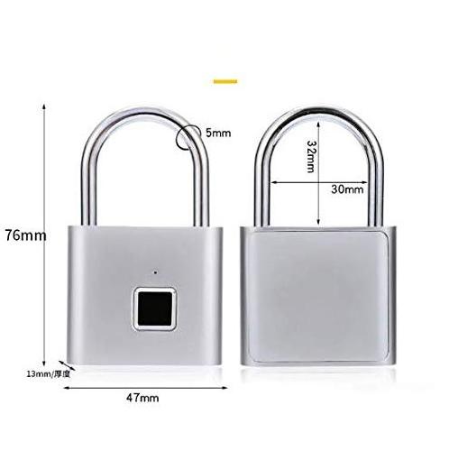 Fingerprint Padlock Smart Digital Biometric Waterproof Thumbprint Lock Fingerprint Locker Lock with USB Charging