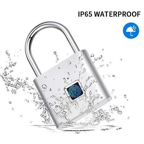 Fingerprint Padlock Smart Digital Biometric Waterproof Thumbprint Lock Fingerprint Locker Lock with USB Charging