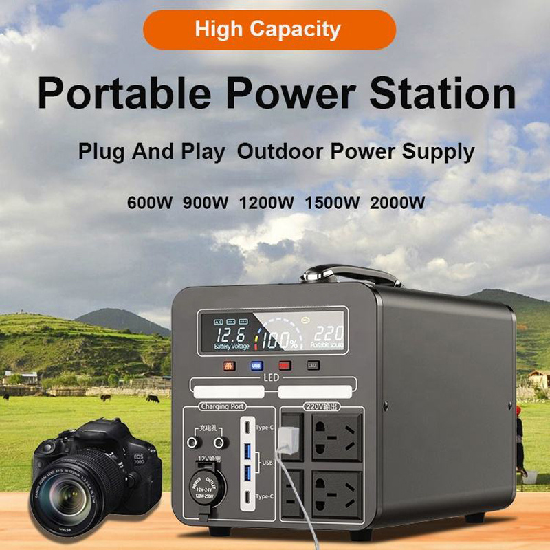 Lifepo4 Battery Energy System Supply Portable Solar Generator Panel Sets Power Station 900w Charge Backup Camping Outdoor MPPT