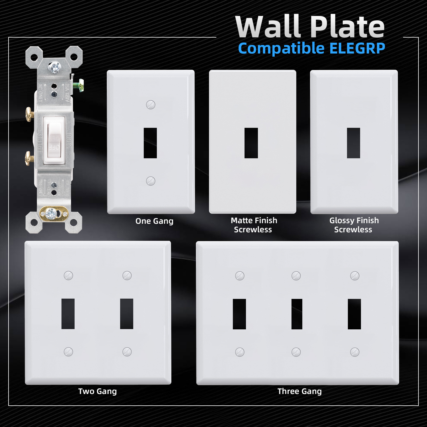 ELEGRP 20A 120-277V factory US standard UL commercial grade Self-grounding Single Pole Toggle Light Switch