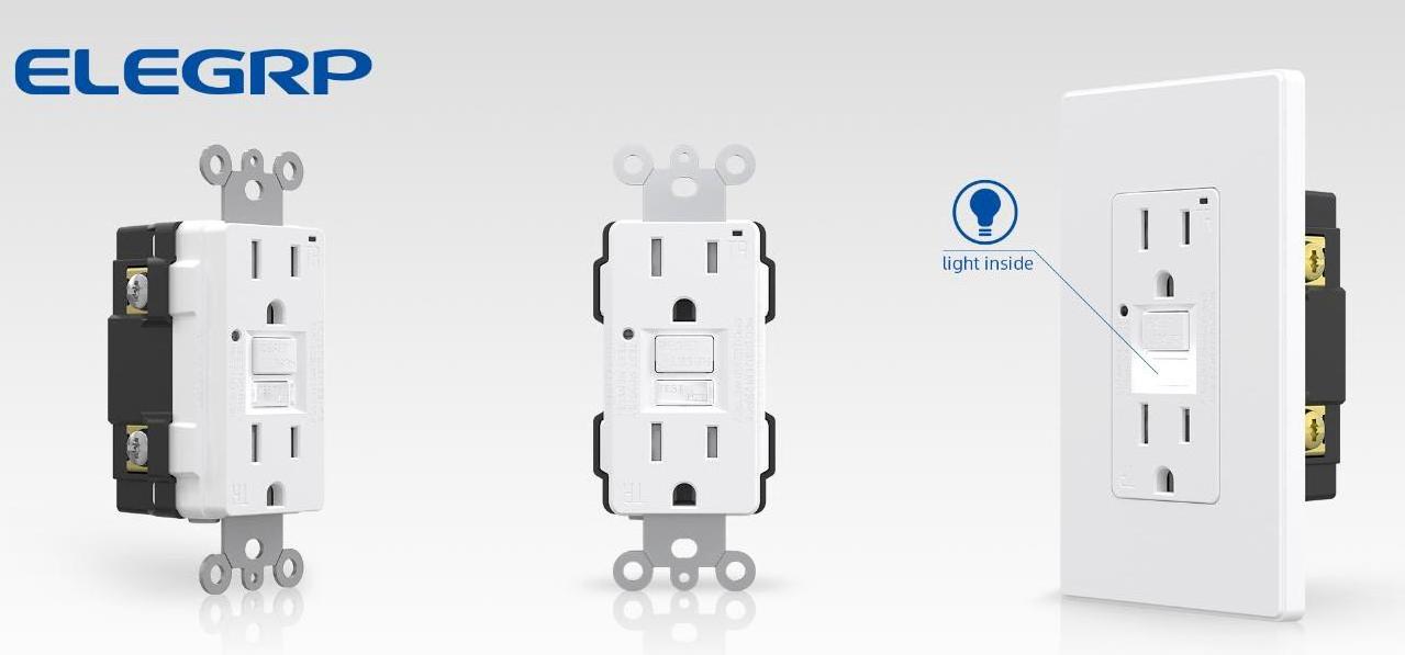 15A GFCI Decorator TR Outlet Self-Test GFCI Wall plug Socket with Night Light UL GFCI outlet