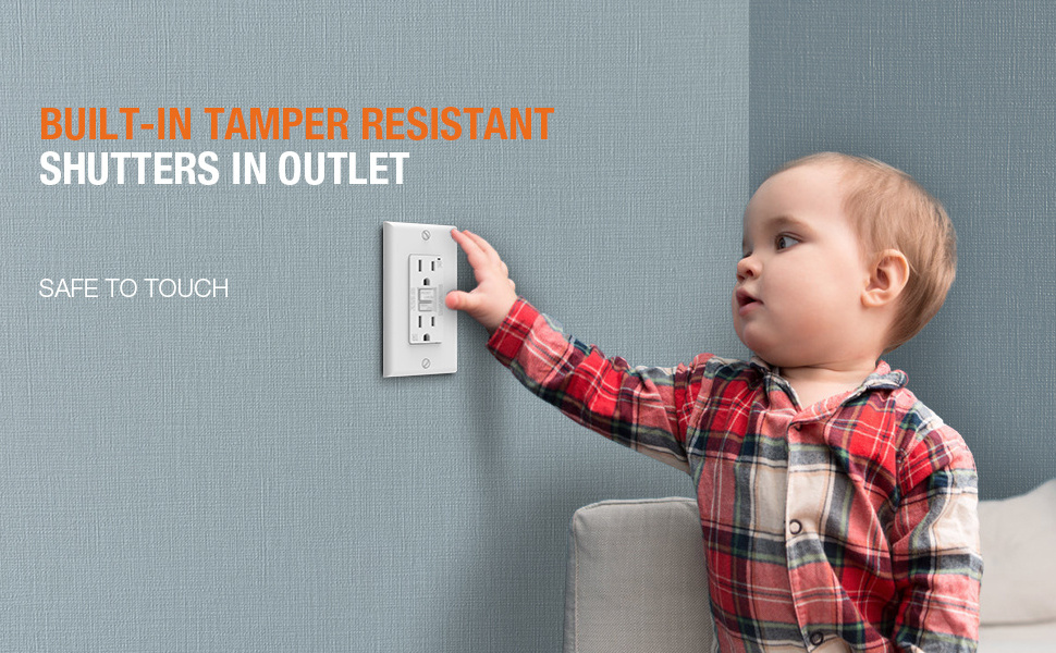 GFCI Outlet 15 Amp, Self-Test GFI Electrical Outlet, TR Tamper Resistant GFCI Receptacle, wall Socket and switch, UL Listed