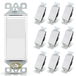 US Stock (10-Pack) Decor 15 Amp 120V Single Pole Rocker AC Quiet Light Switch