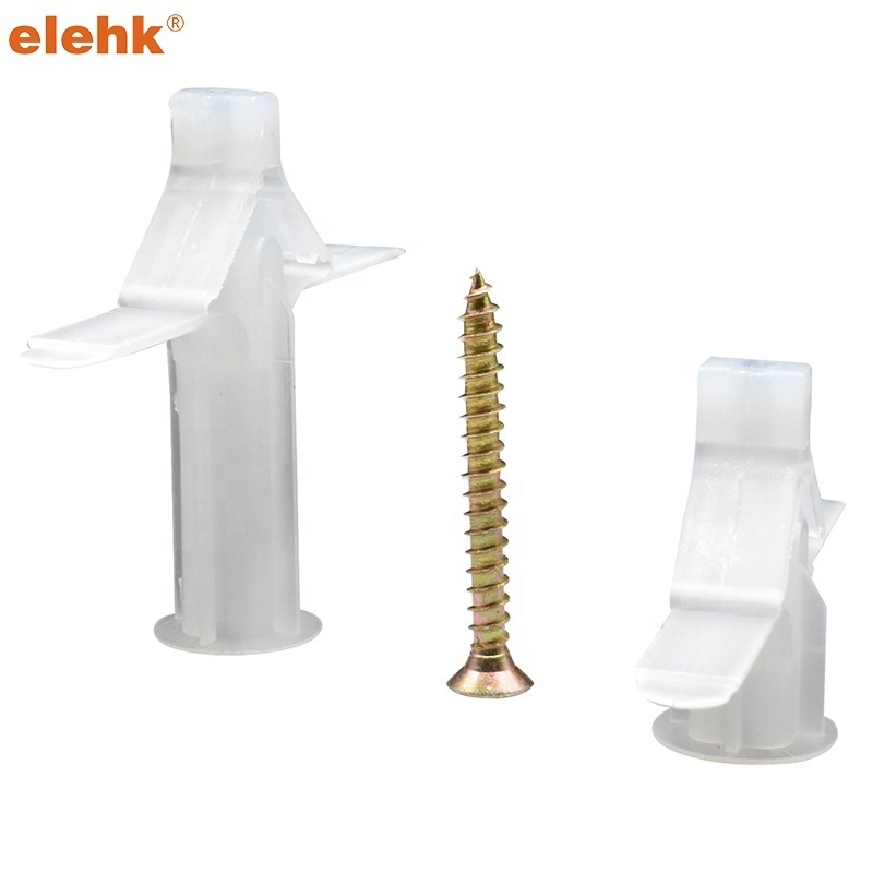 Elehk Plastic Gypsum Board Plastic Anchor Wall Plug Expansion Winged Butterfly Toggle Anchors