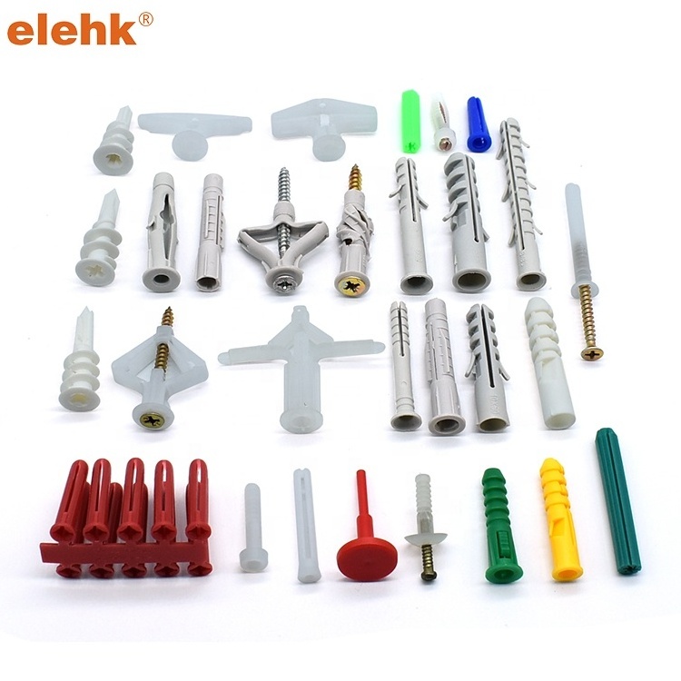 Elehk High Quality Butterfly Toggle Anchor Hollow Wall Plug Plastic Screw Plug Wall Anchor Butterfly Wall Plug