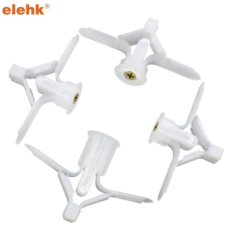 Elehk Plastic Gypsum Board Plastic Anchor Wall Plug Expansion Winged Butterfly Toggle Anchors