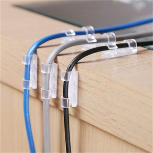 Elehk Acrylic Glue Plastic Transparent Cable Clip Wire Clips Plastic Cable Clips For Wire Transparent Finisher Wire Clamp