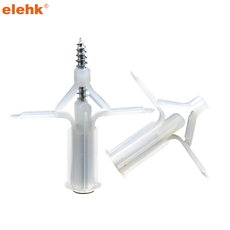 Elehk Plastic Gypsum Board Plastic Anchor Wall Plug Expansion Winged Butterfly Toggle Anchors