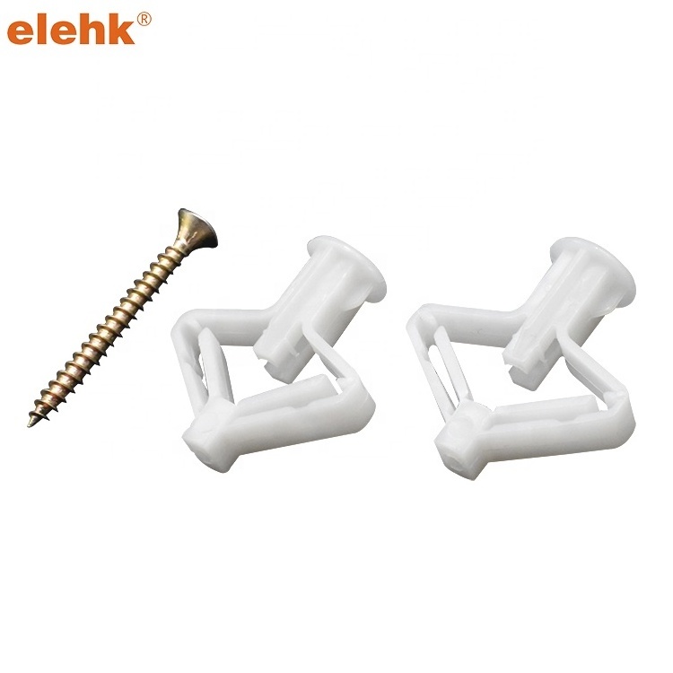 Elehk High Quality Butterfly Toggle Anchor Hollow Wall Plug Plastic Screw Plug Wall Anchor Butterfly Wall Plug