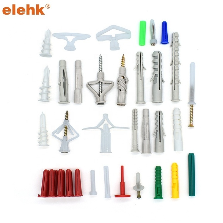 Elehk Plastic Gypsum Board Plastic Anchor Wall Plug Expansion Winged Butterfly Toggle Anchors