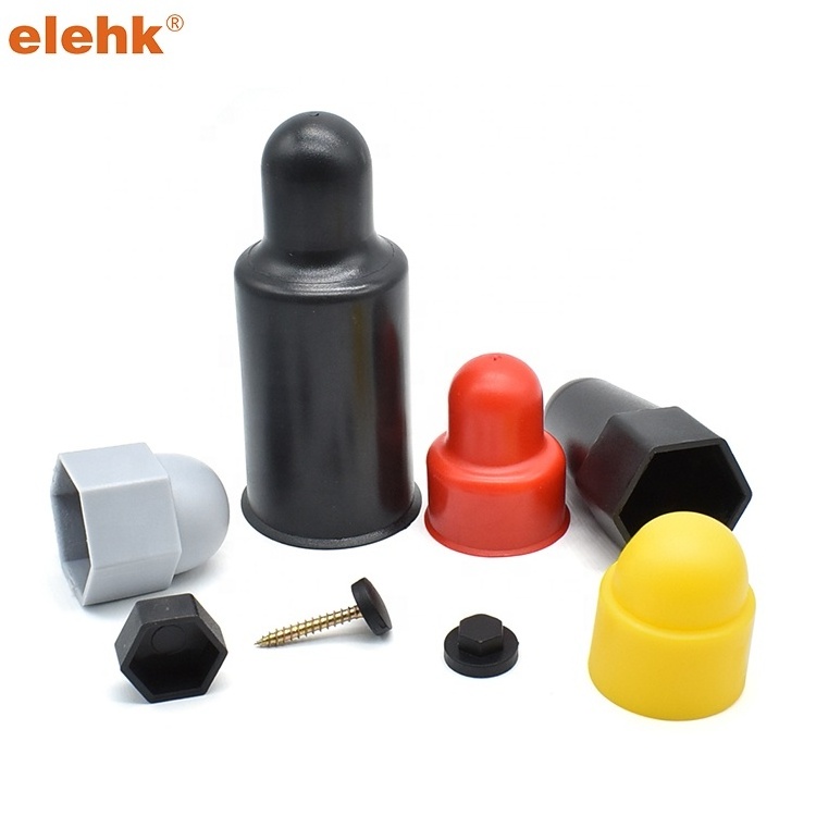 Elehk Good Price Yellow Or Black Plastic Hex Nut Covers Hexagonal Pe Dome Caps Hexagonal Pe Caps