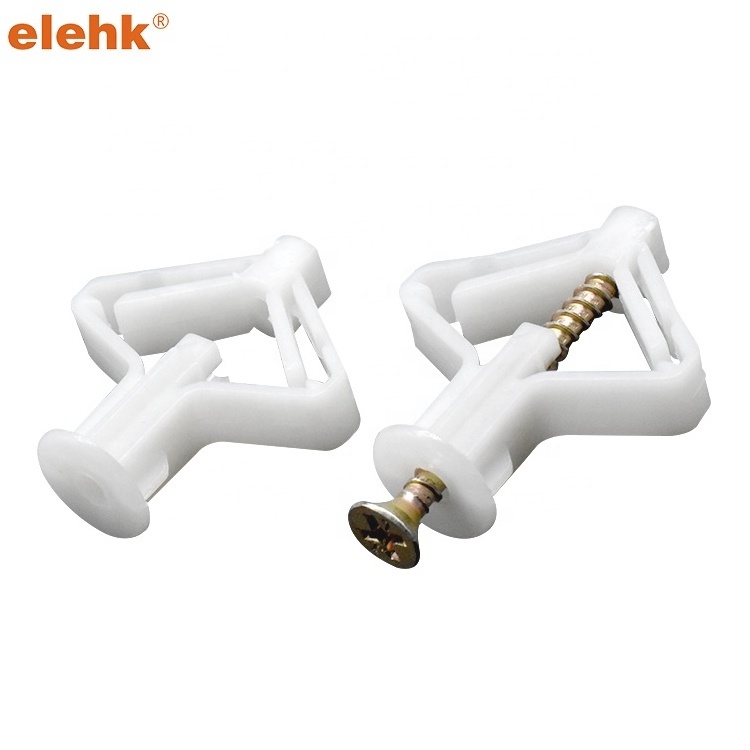 Elehk High Quality Butterfly Toggle Anchor Hollow Wall Plug Plastic Screw Plug Wall Anchor Butterfly Wall Plug