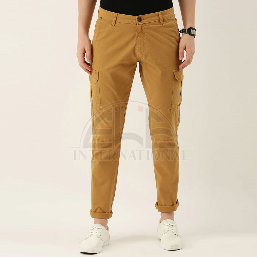 Stylish Cargo Jogger Pants Khaki Men Slim Wholesale Custom 100% Cotton Men Casual Plain Cargo Pants