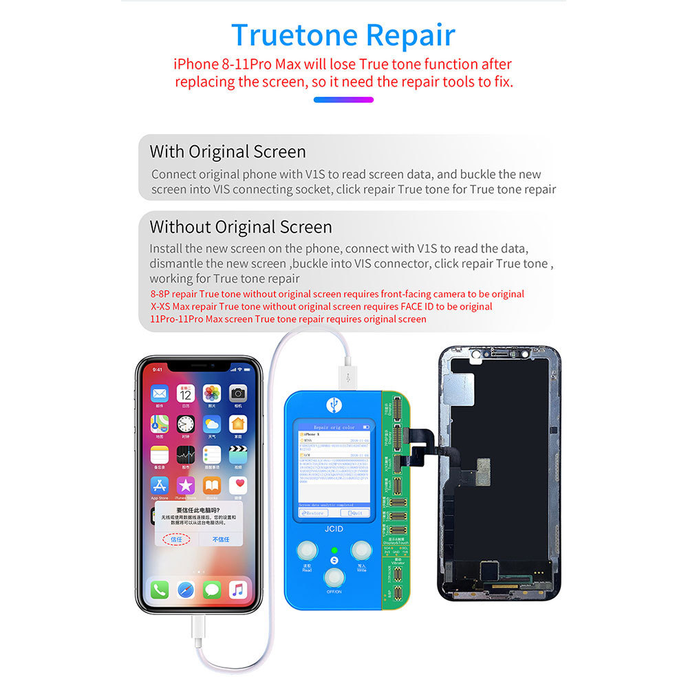 Hot JC V1SE repair True Tone face ID fingerprint battery 9 in 1 mobile phone Code Reading programmer For iphone 8 to 12 Pro Max