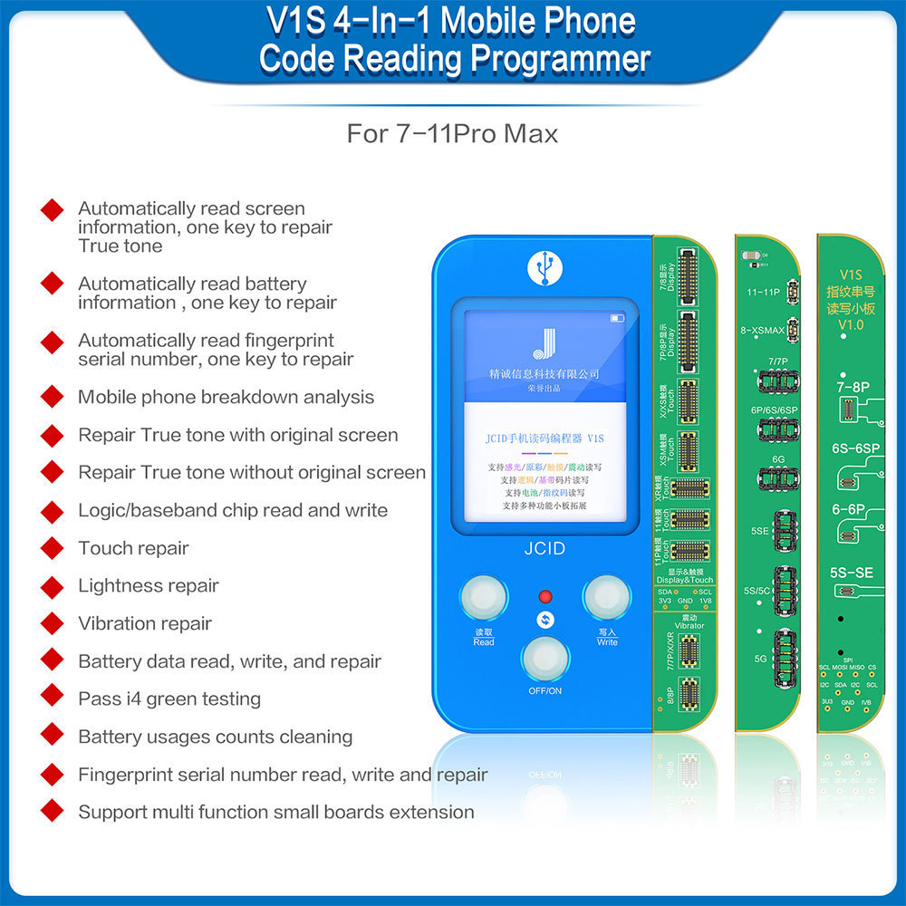 Hot JC V1SE repair True Tone face ID fingerprint battery 9 in 1 mobile phone Code Reading programmer For iphone 8 to 12 Pro Max