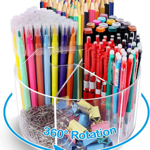 Acrylic Pen Holder Pencil Organizer, 360-Degree Rotating Pencil Holder, Crayon Holder for Kids Marker Holder Caddy Organizer