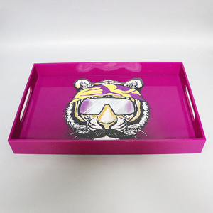 Plexiglass Purple Food Serving Trays Acrylic Tray Custom Printed Lucite Acrylic Bed Decorative Tray