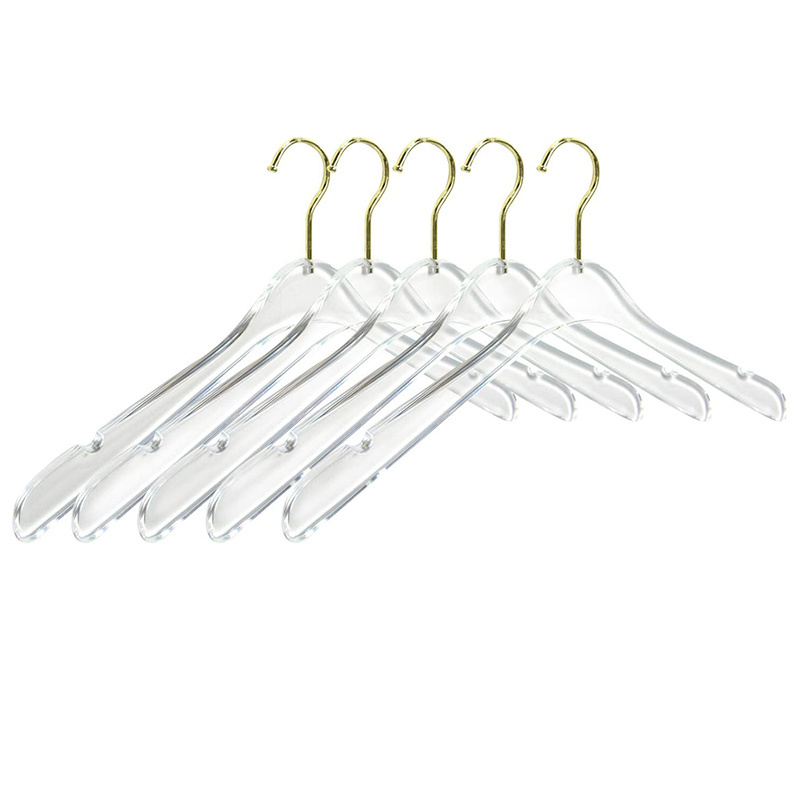 Acrylic Clear Clothes Hangers with Swivel Golden Chrome Hook Crystal Clothes Hangers Gold Clear Hangers