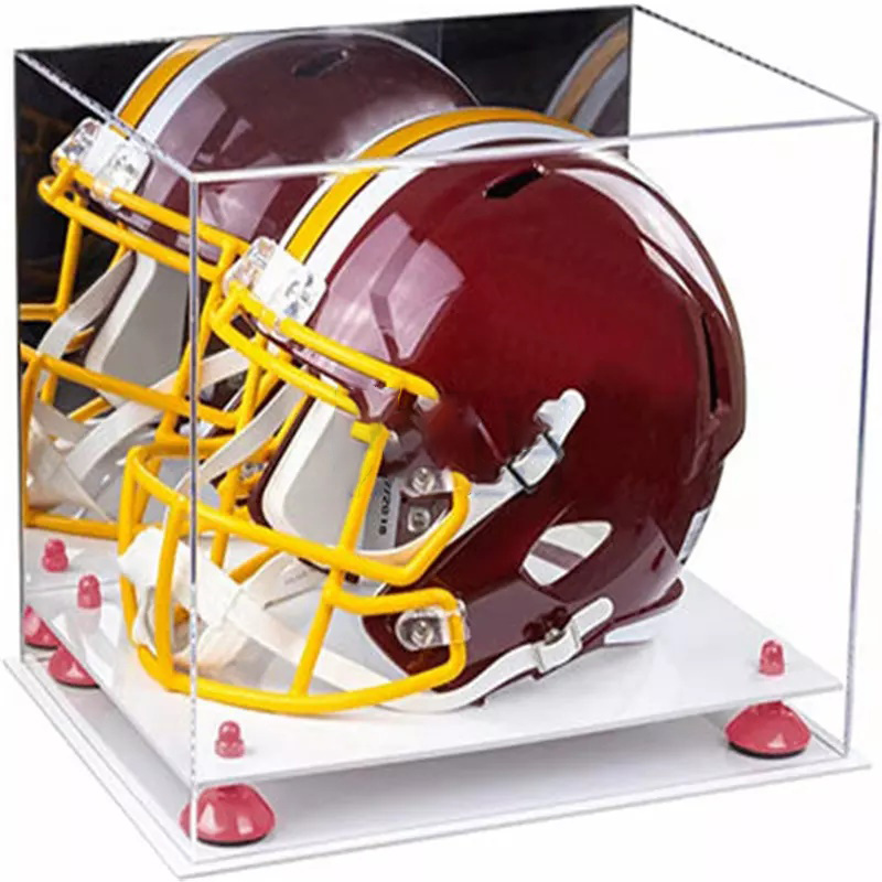 Transparent wholesales cube full size acrylic helmet football case stand for display