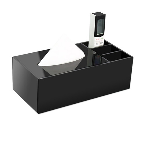 Hotel KTV multi-functional remote control receiving paper box living room tea table custom acrylic frosted black tissue box