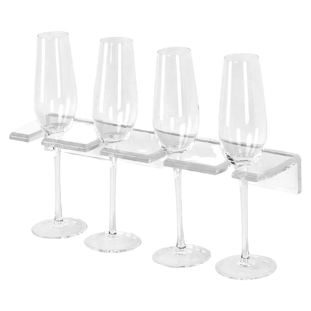 2020 Wall Storage Rack Clear Acrylic Champagne Flutes Holder