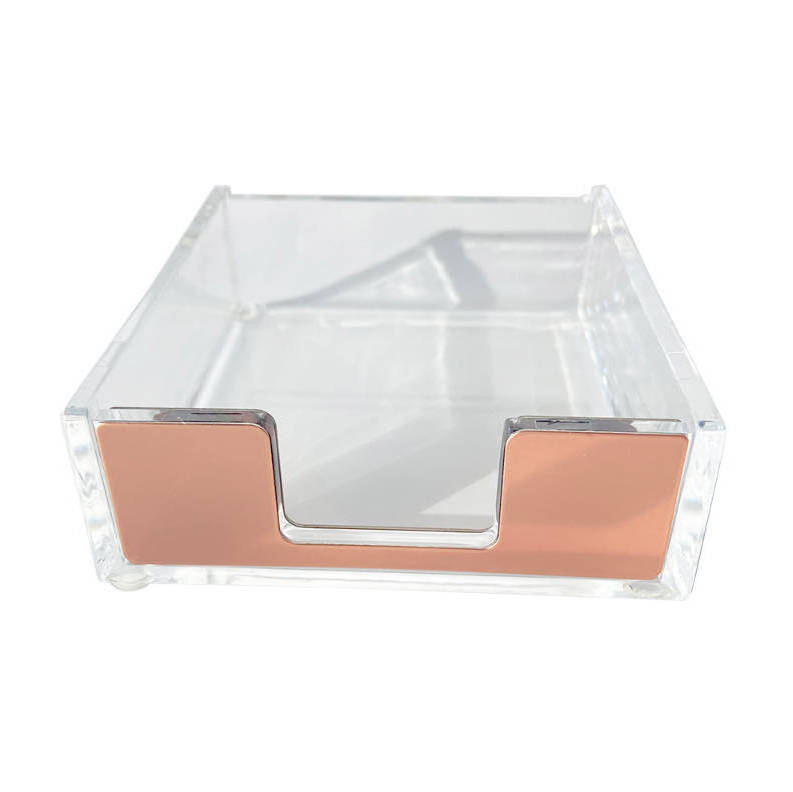 Acrylic Office Supplier Note Paper Tray Marble White Rose Gold Desktop Notepad Holder Acrylic Sticky Note Holder