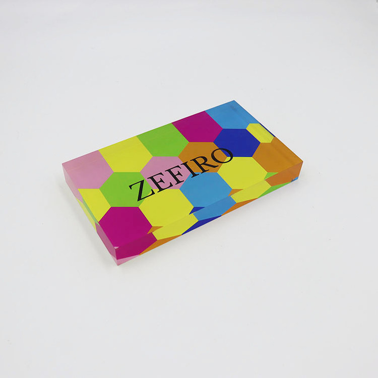 Custom UV printed cut acrylic sublimation Engraved Custom Logo Solid Clear Acrylic Block