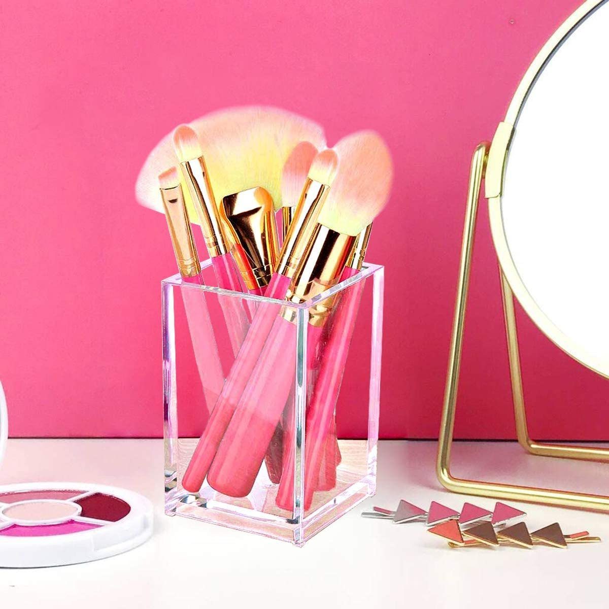 Clear Acrylic Pencil Pen Holder Cup,Desk Accessories Holder,Makeup Brush Storage Organizer