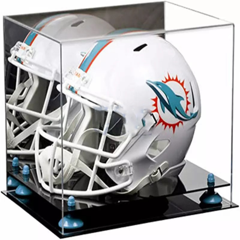 Transparent wholesales cube full size acrylic helmet football case stand for display