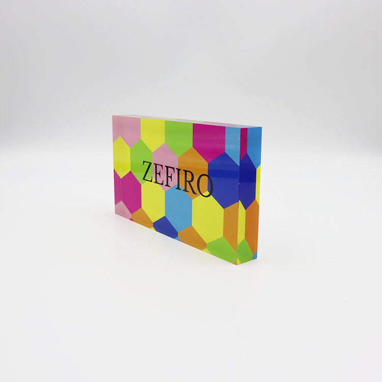 Custom UV printed cut acrylic sublimation Engraved Custom Logo Solid Clear Acrylic Block