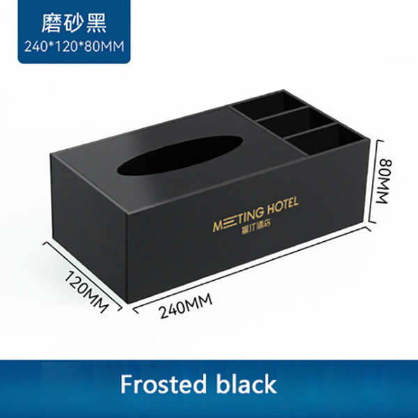 Hotel KTV multi-functional remote control receiving paper box living room tea table custom acrylic frosted black tissue box