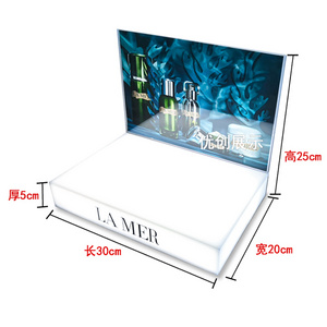 Wholesale High Quality White Luxury Cosmetic Acrylic Display Stand Essential Oil Perfume Makeup Display With Led Light